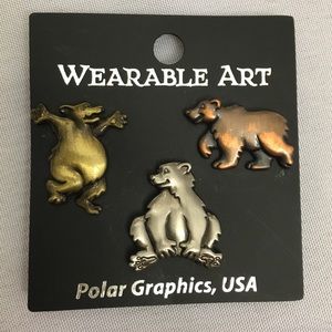 NEW Wearable Art Polar Bears Graphics Metal pins 3